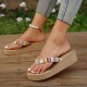 Women's Colorful Braided Strap Flip Flops, Slip On Platform Casual Summer Slides, Vacation Beach Wedge Slides