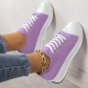 Women's Platform Canvas Sneakers, Solid Color Lace Up Low Top Trainers, Casualall-Match Walking Shoes