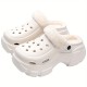 Solid Color Thermal Lined Clogs, Slip On Soft Sole Platform Non-slip Fuzzy Shoes, Winter Plush Closed Toe Shoes