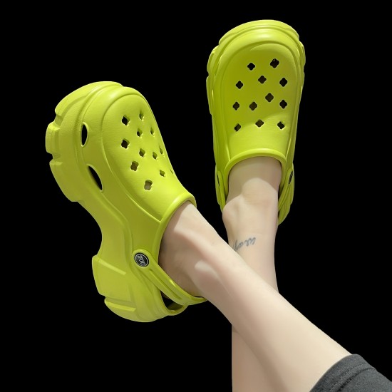 Women's Platform Chunky Clogs, Height Increasing Solid Color Non Slip Slide Shoes, Outdoor Beach Sandals