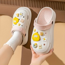 Women's Cute Cartoon Platform Clogs, Trendy Hollow Out EVA Slide Shoes, Indoor & Outdoor Beach Garden Sandals