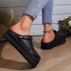Women's Platform EVA Clogs, Solid Color Closed Toe Hollow Out Design Slides, Breathable Outdoor Sandals