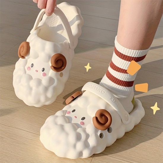 Women's Kawaii Lamb Design Mules, Casual Slip On Soft Sole Shoes, Lightweight Summer Shoes