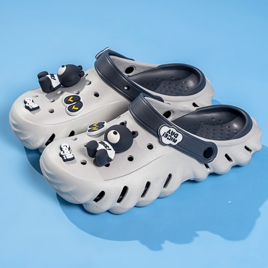 Women's Cute Cartoon Decor Clogs, Slip On Soft Sole Platform Non-slip Slides, Beach Summer Versatile Slides