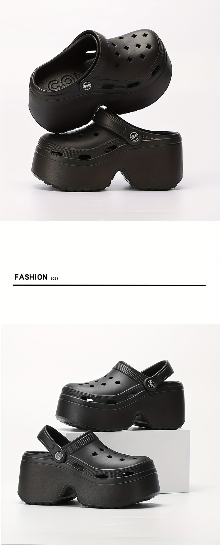 womens solid color clogs casual hollow out design garden shoes comfortable slip on shoes details 7