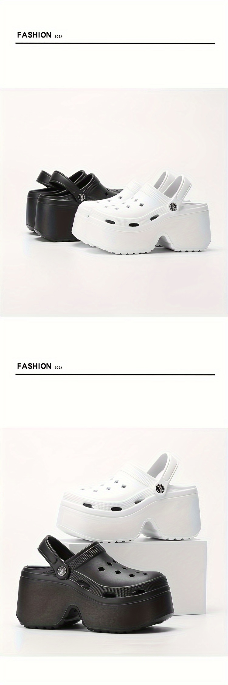 womens solid color clogs casual hollow out design garden shoes comfortable slip on shoes details 8