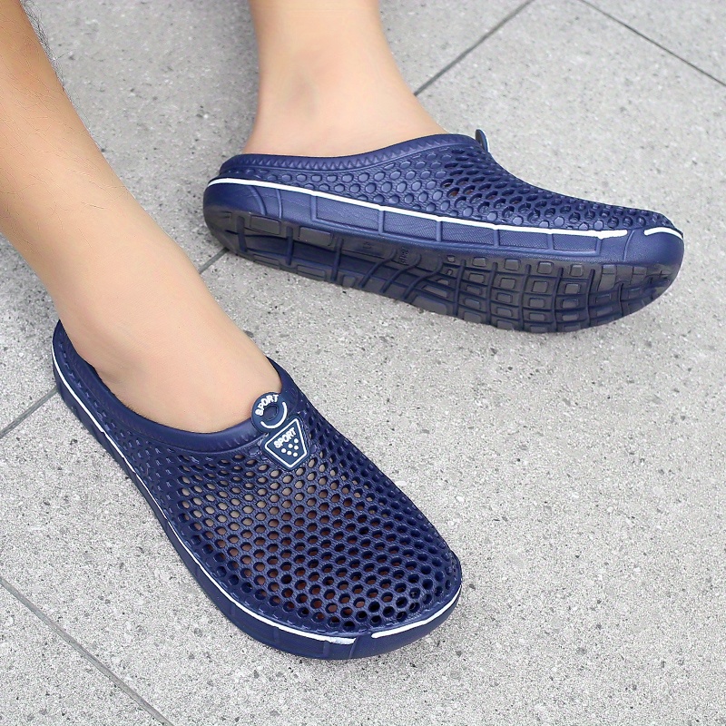 womens solid color flat clogs slip on round toe non slip outdoor casual slides shoes summer beach comfy shoes details 3