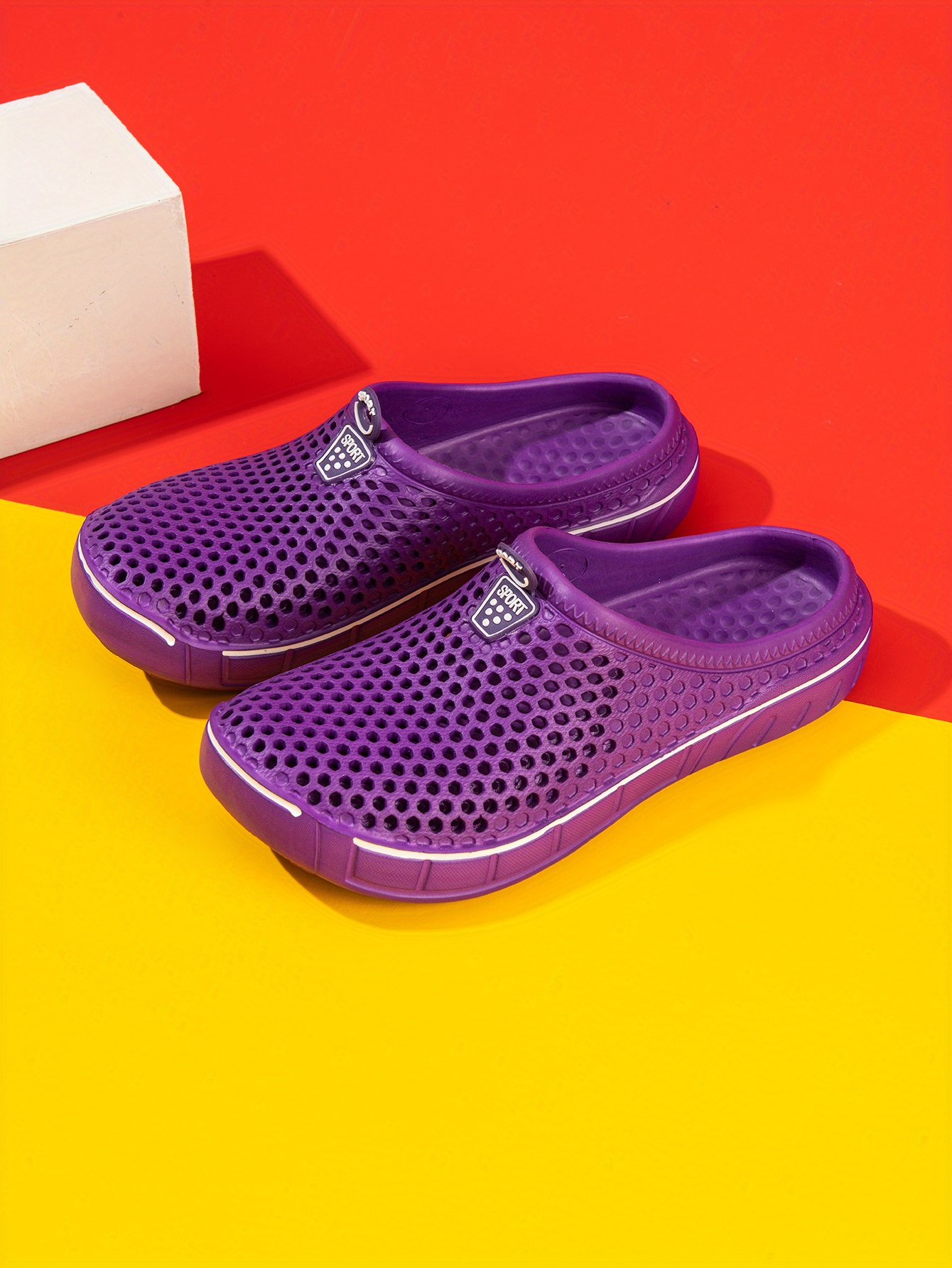 womens solid color flat clogs slip on round toe non slip outdoor casual slides shoes summer beach comfy shoes details 8