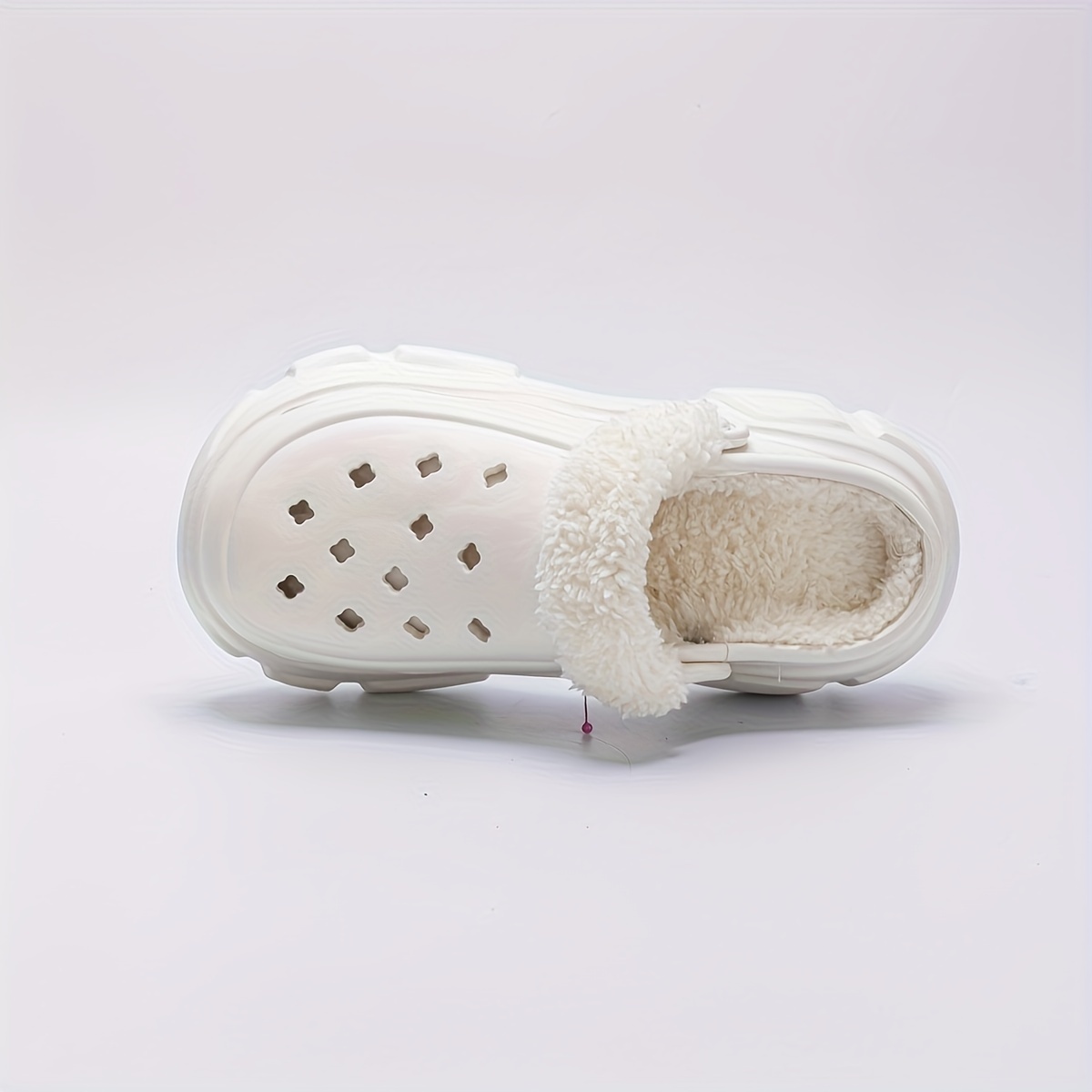 solid color thermal lined clogs slip on soft sole platform non slip fuzzy shoes winter plush closed toe shoes details 2