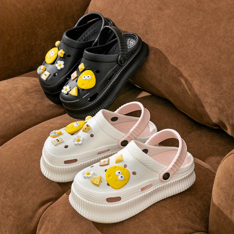 womens cute cartoon platform clogs trendy hollow out eva slide shoes indoor outdoor beach garden sandals details 6