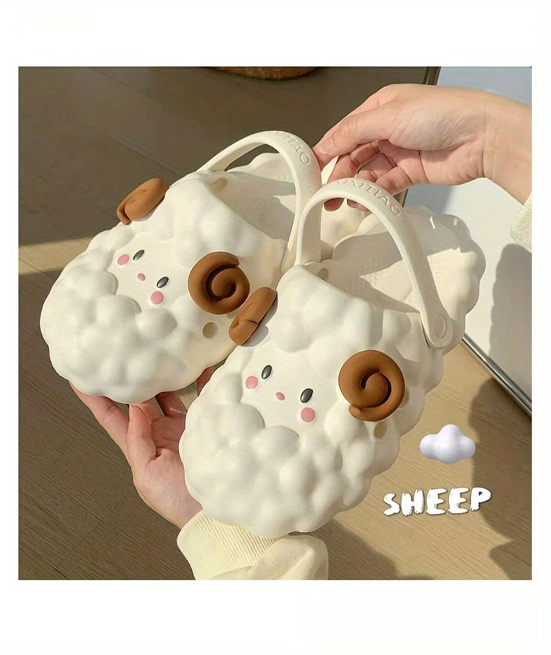 womens kawaii lamb design mules casual slip on soft sole shoes lightweight summer shoes details 3