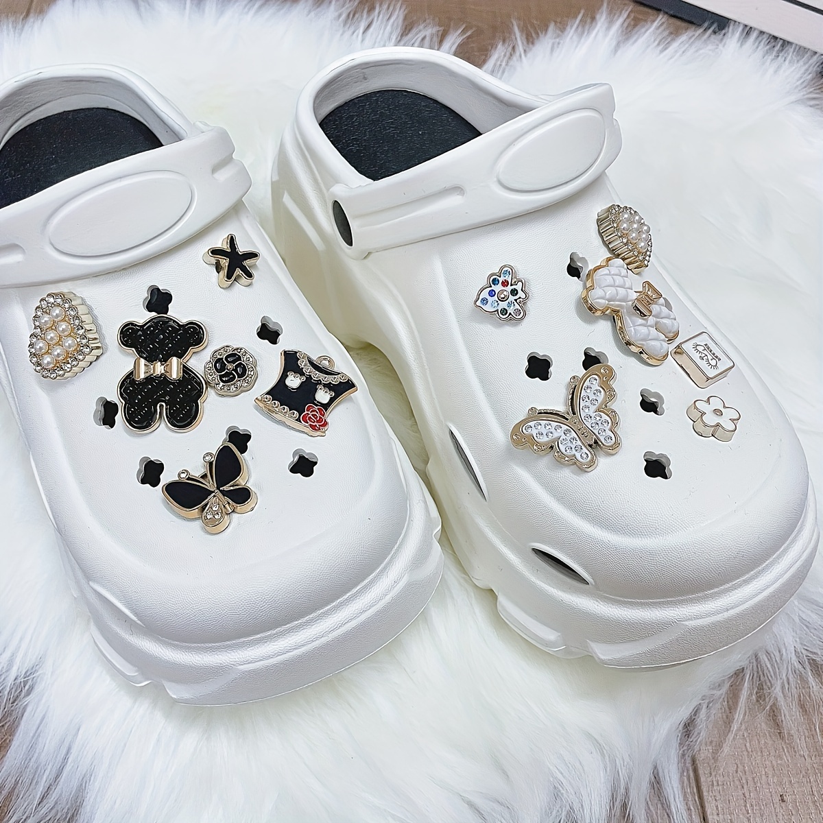 Women s Cute Bear Decor Platform Clogs, Casual Hollow Out Design Garden Shoes, Comfortable Slip On Shoes details 8