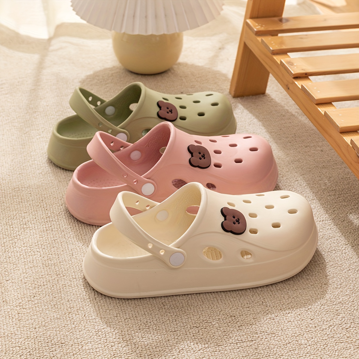 cute cartoon decor clogs slip on soft sole platform non slip slides casual summer eva beach shoes details 4